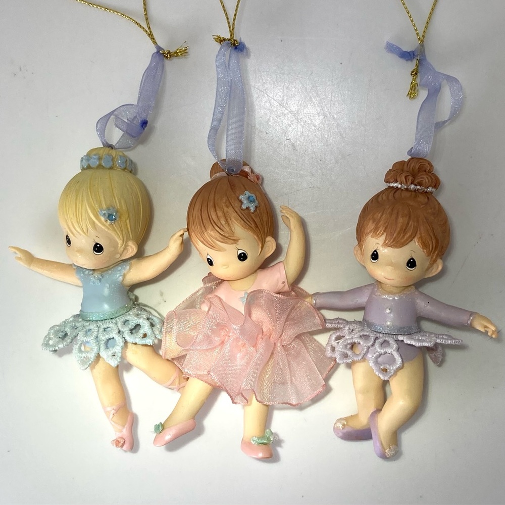 Precious Moments Ornament Ballerina set Toddler In Fabric Tutu